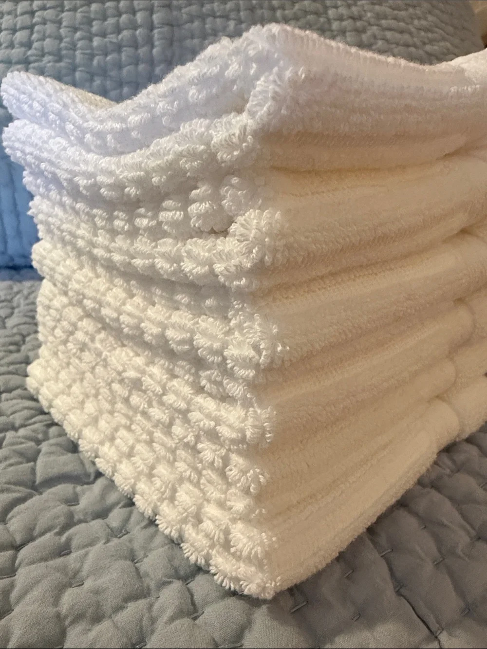 NWOT Set-of-6 100% Cotton Soft and Plush Ribbed Washcloths, each ~ 11”x11.5”